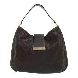 Gucci Black Guccissima Leather Web Hobo Bag